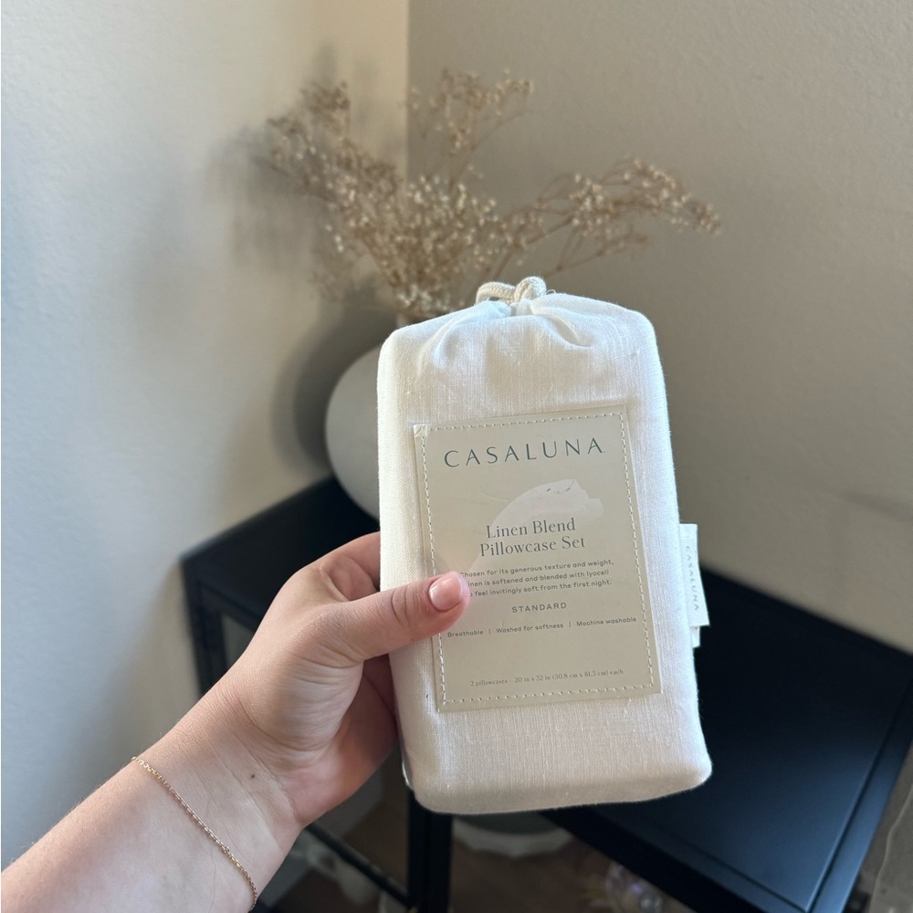 Standard Linen Blend Pillowcase Set White - Casaluna - Picture 5 of 5